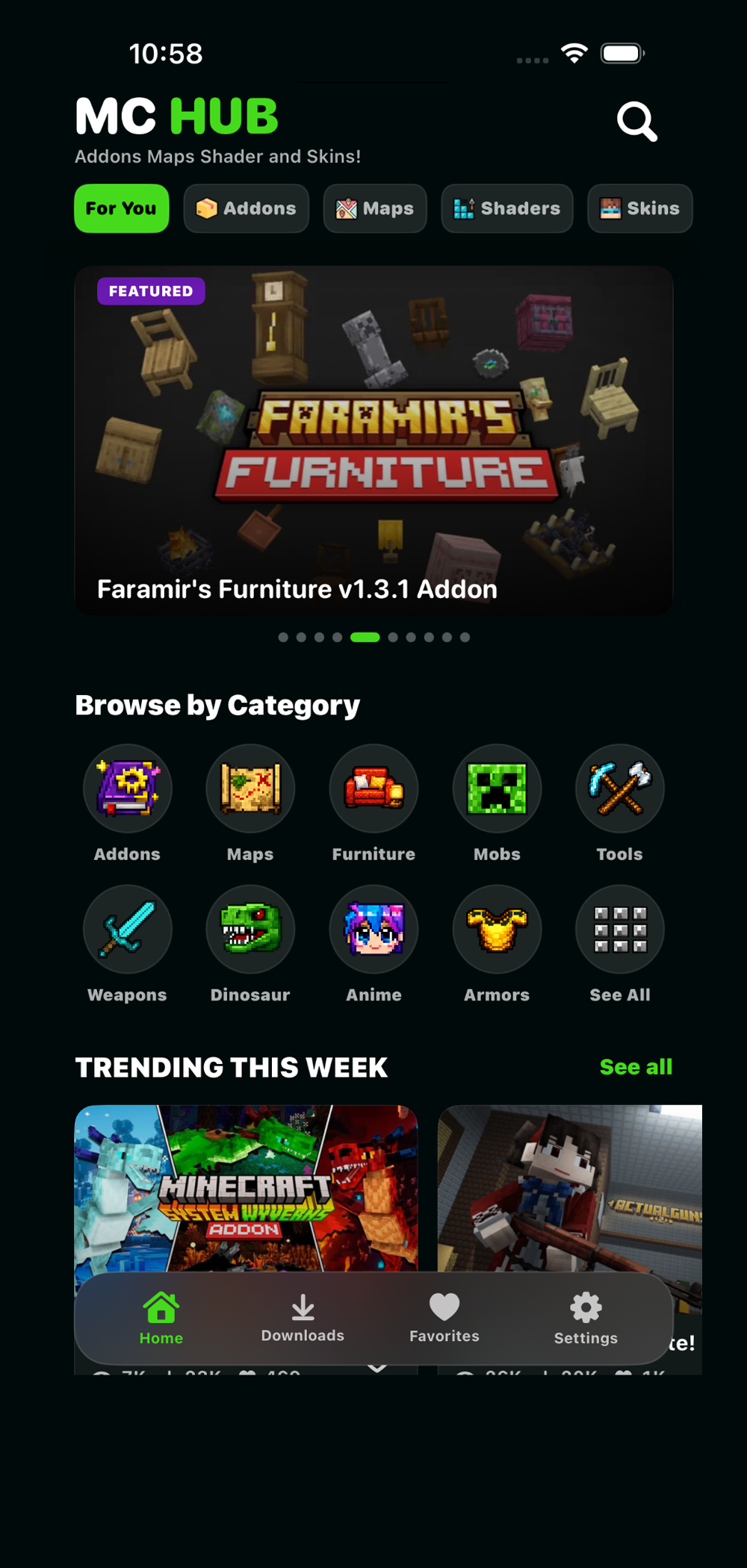 MC HUB app interface preview